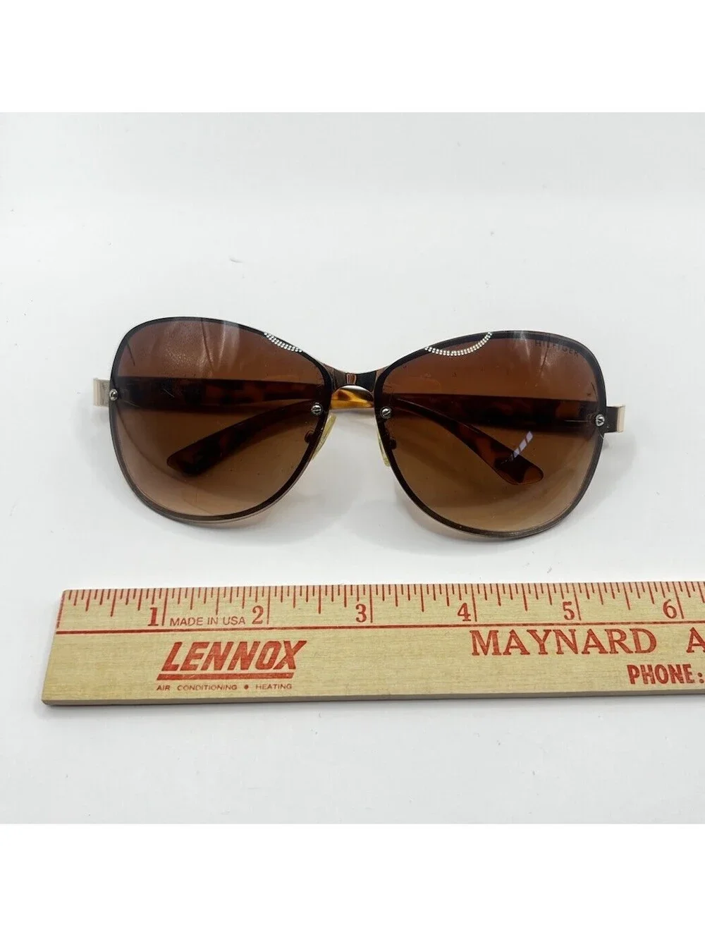 Tommy Hilfiger Melone Sunglasses WM OL78 Rimless Brown Gradient Tortoise 62mm